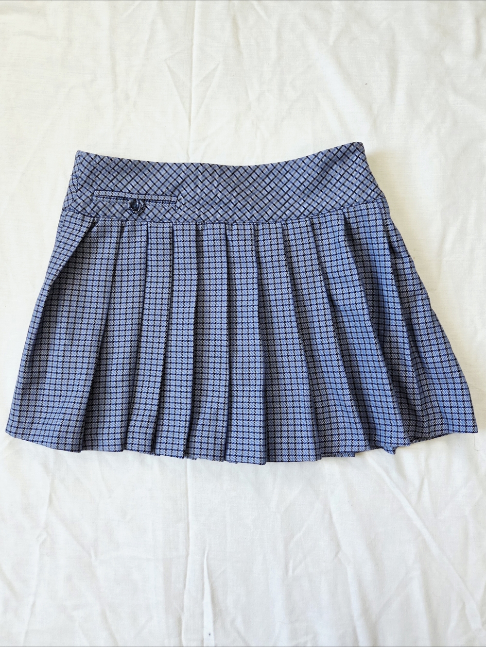 Zara Girls Blue Checked Pleated Classic Academic Skirt